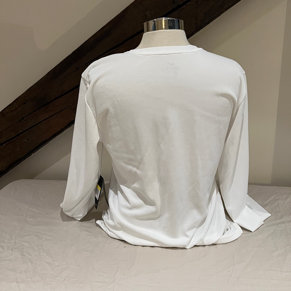 Nike Men's White Long Sleeve Dri Fit Shirt - Picture 2 of 8